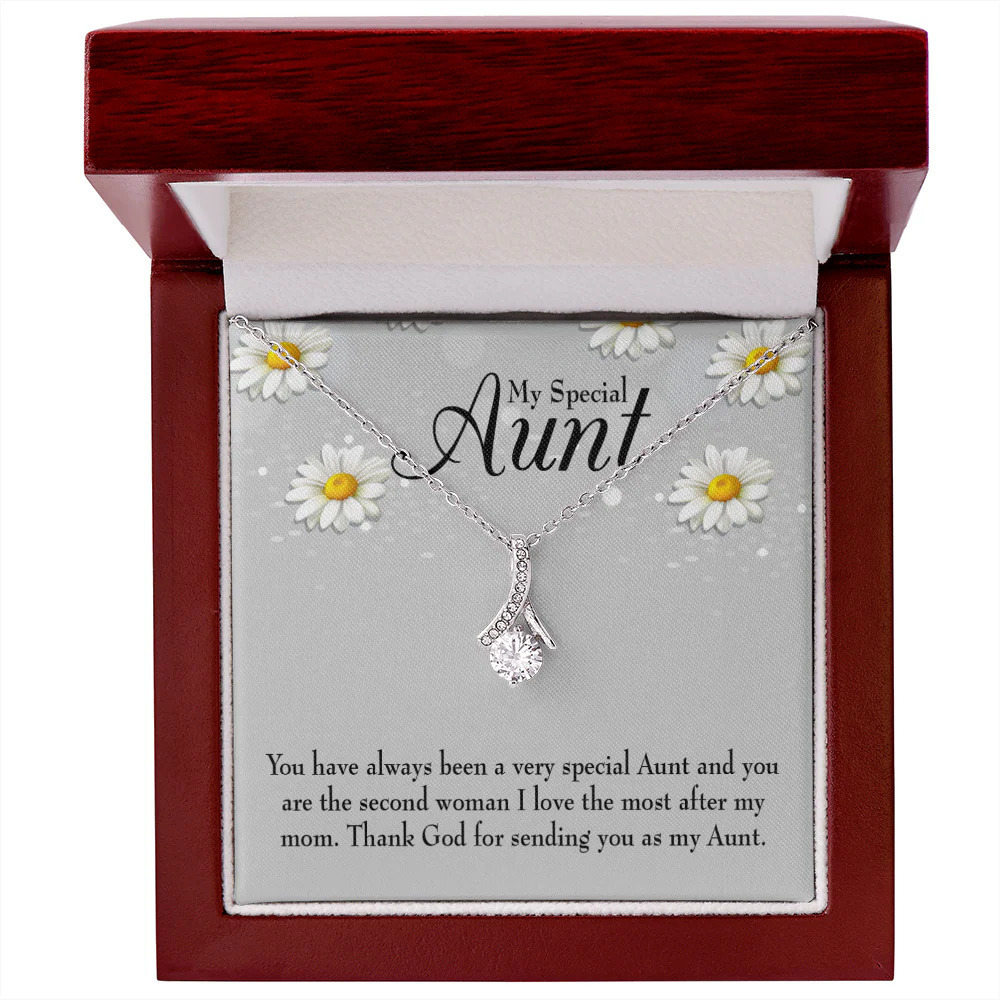 To My Aunt Special Aunt Ribbon Necklace Silver Tone Luxury Box